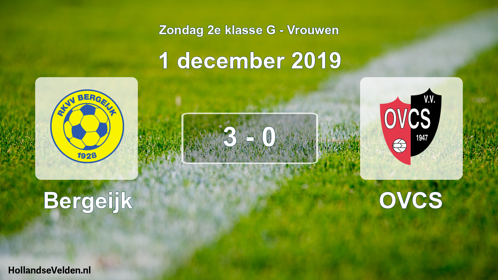 Gespeelde wedstrijd: Bergeijk - OVCS 3 - 0 (1 december 2019)