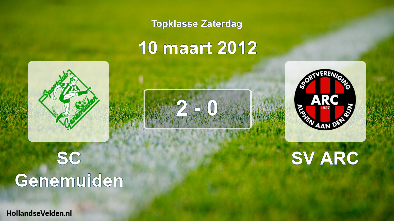 Total number of matches played: SC Genemuiden - SV ARC 2 - 0 (10 March 2012)