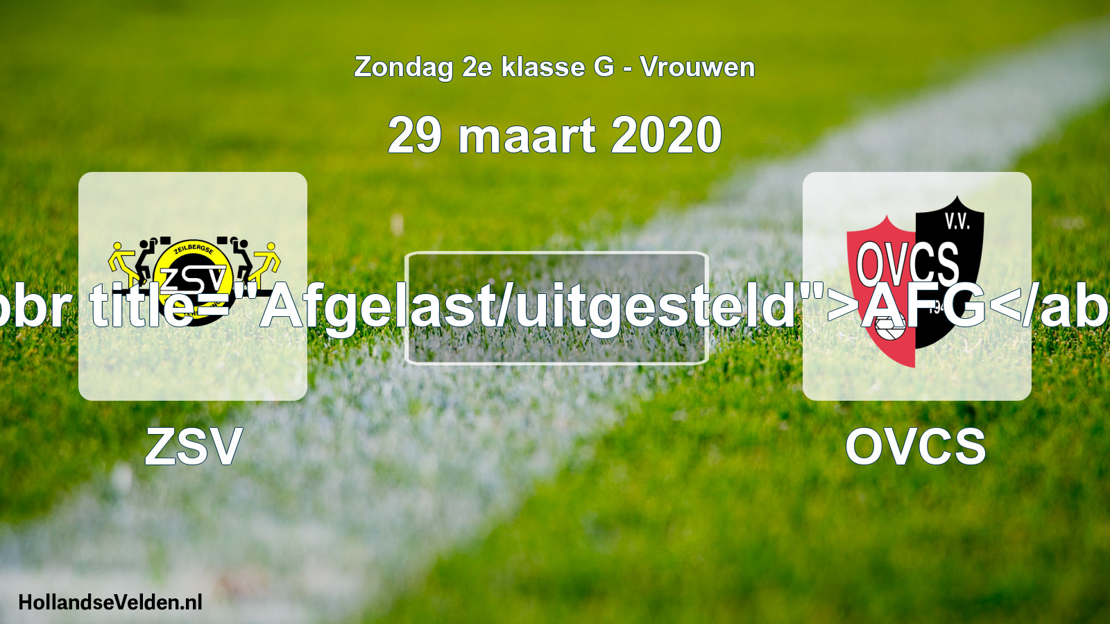 Geplande wedstrijd: ZSV - OVCS (29 maart 2020)