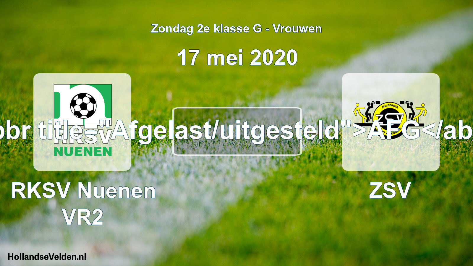 Geplande wedstrijd: RKSV Nuenen VR2 - ZSV (17 mei 2020)