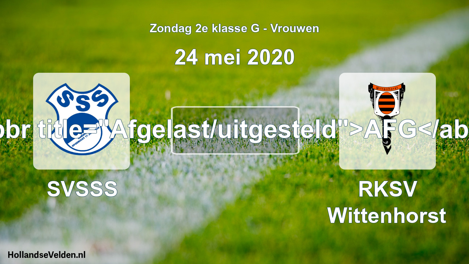 Geplande wedstrijd: SVSSS - RKSV Wittenhorst (24 mei 2020)