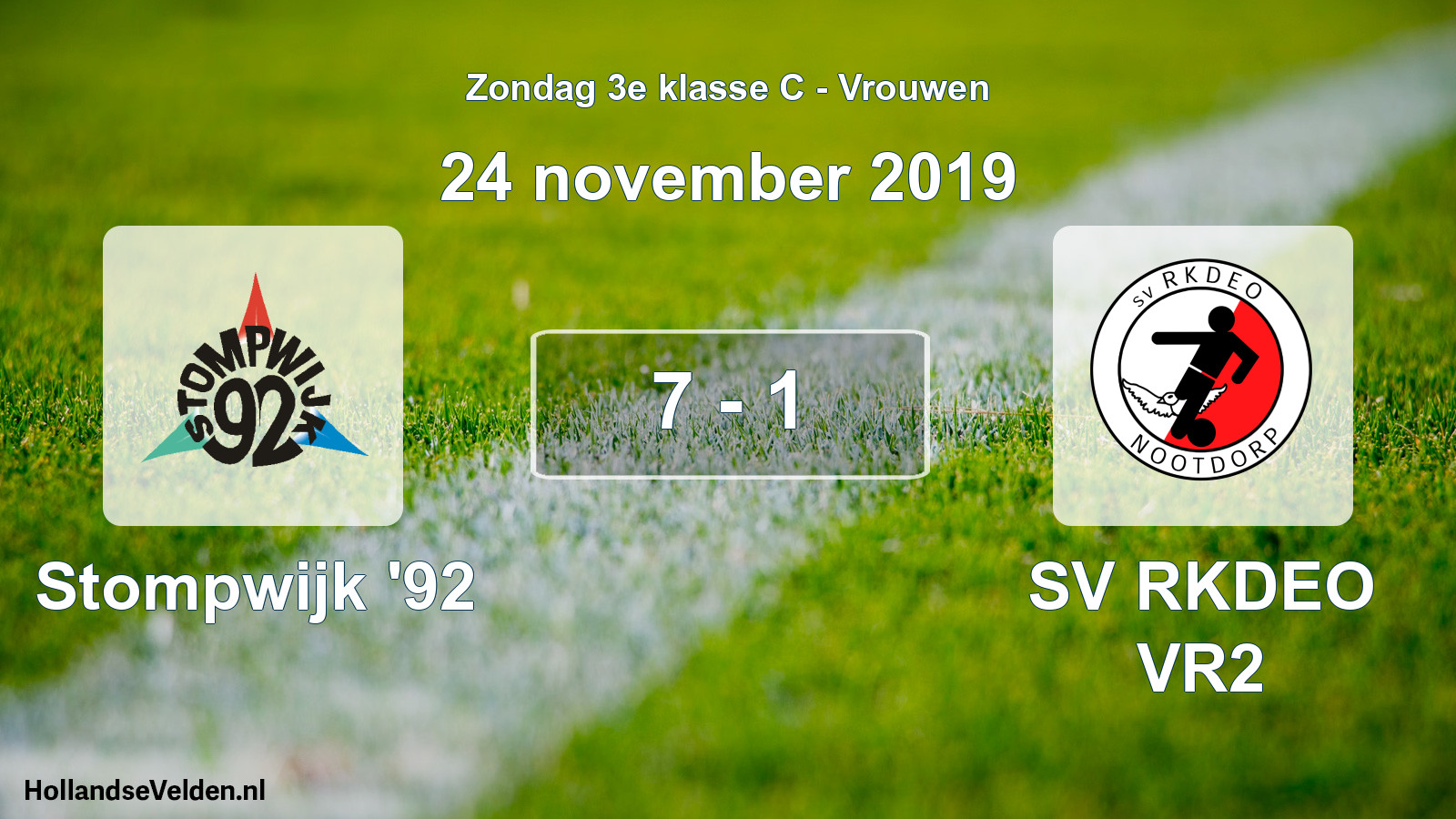 Total number of matches played: Stompwijk '92 - SV RKDEO VR2 7 - 1 (24 November 2019)