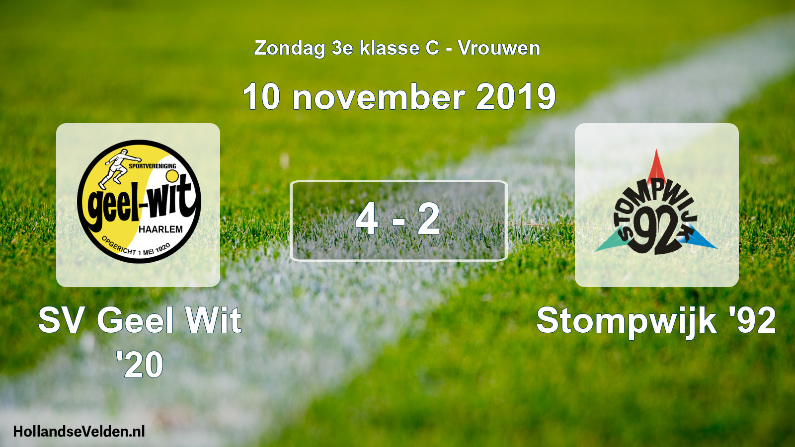 Total number of matches played: SV Geel Wit '20 - Stompwijk '92 4 - 2 (10 November 2019)