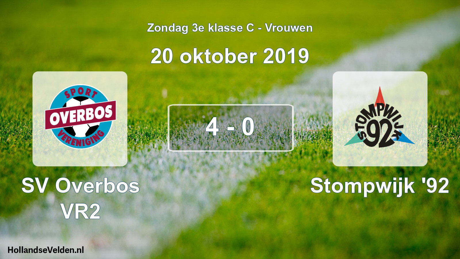 Total number of matches played: SV Overbos VR2 - Stompwijk '92 4 - 0 (20 October 2019)