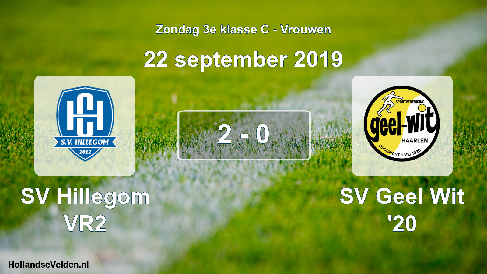 Gespeelde wedstrijd: SV Hillegom VR2 - SV Geel Wit '20 2 - 0 (22 september 2019)