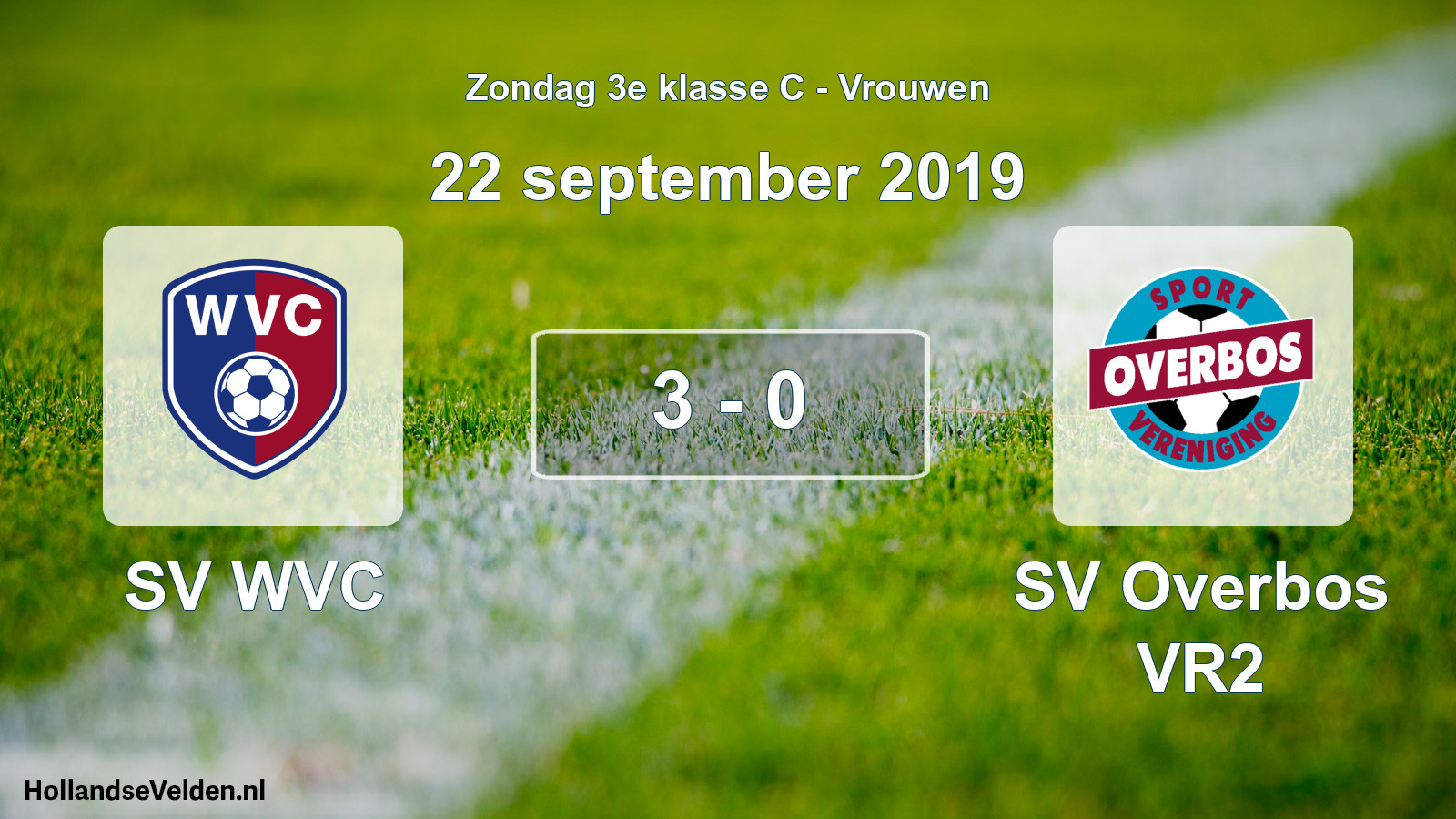 Gespeelde wedstrijd: SV WVC - SV Overbos VR2 3 - 0 (22 september 2019)