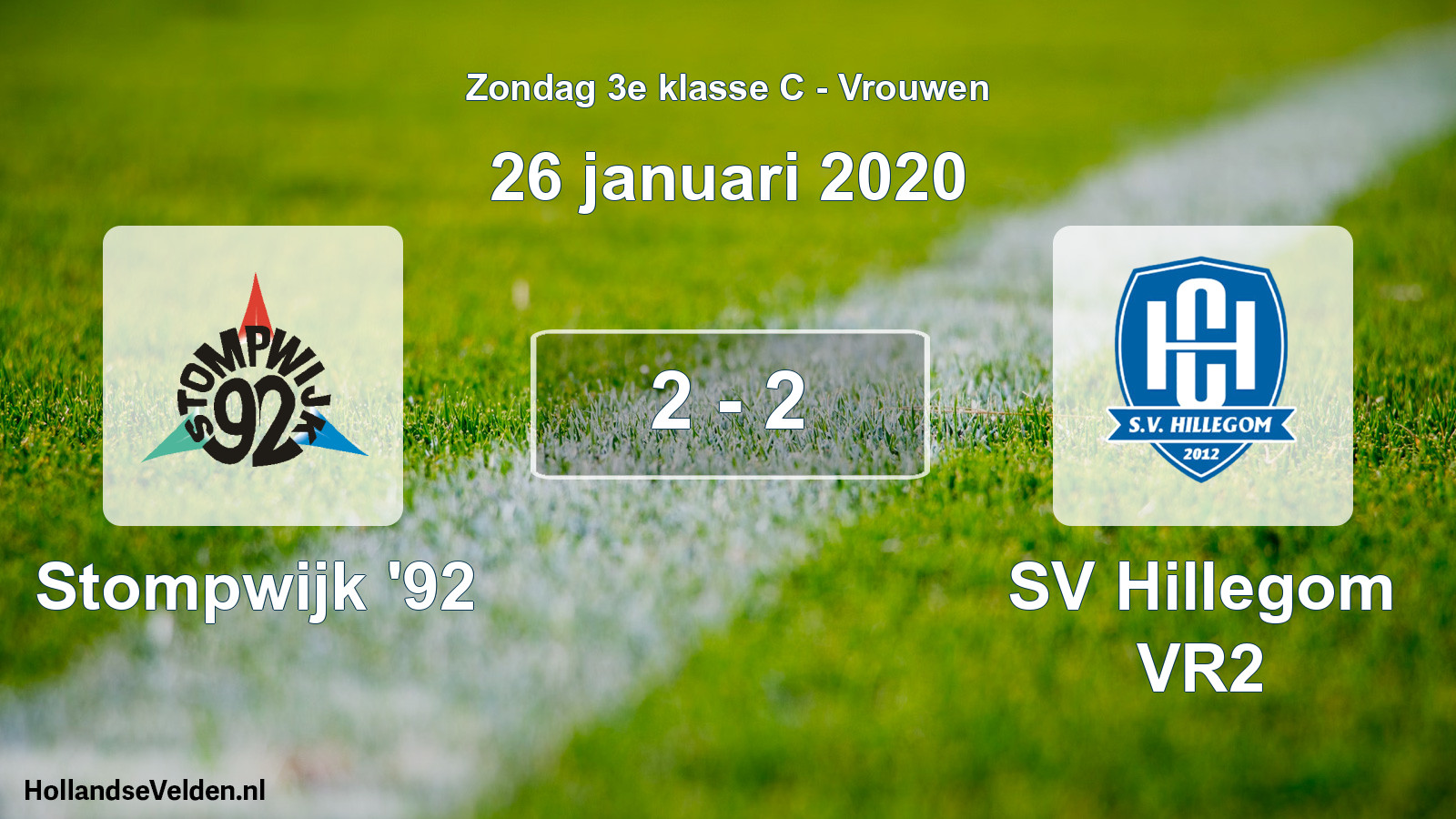Total number of matches played: Stompwijk '92 - SV Hillegom VR2 2 - 2 (26 January 2020)