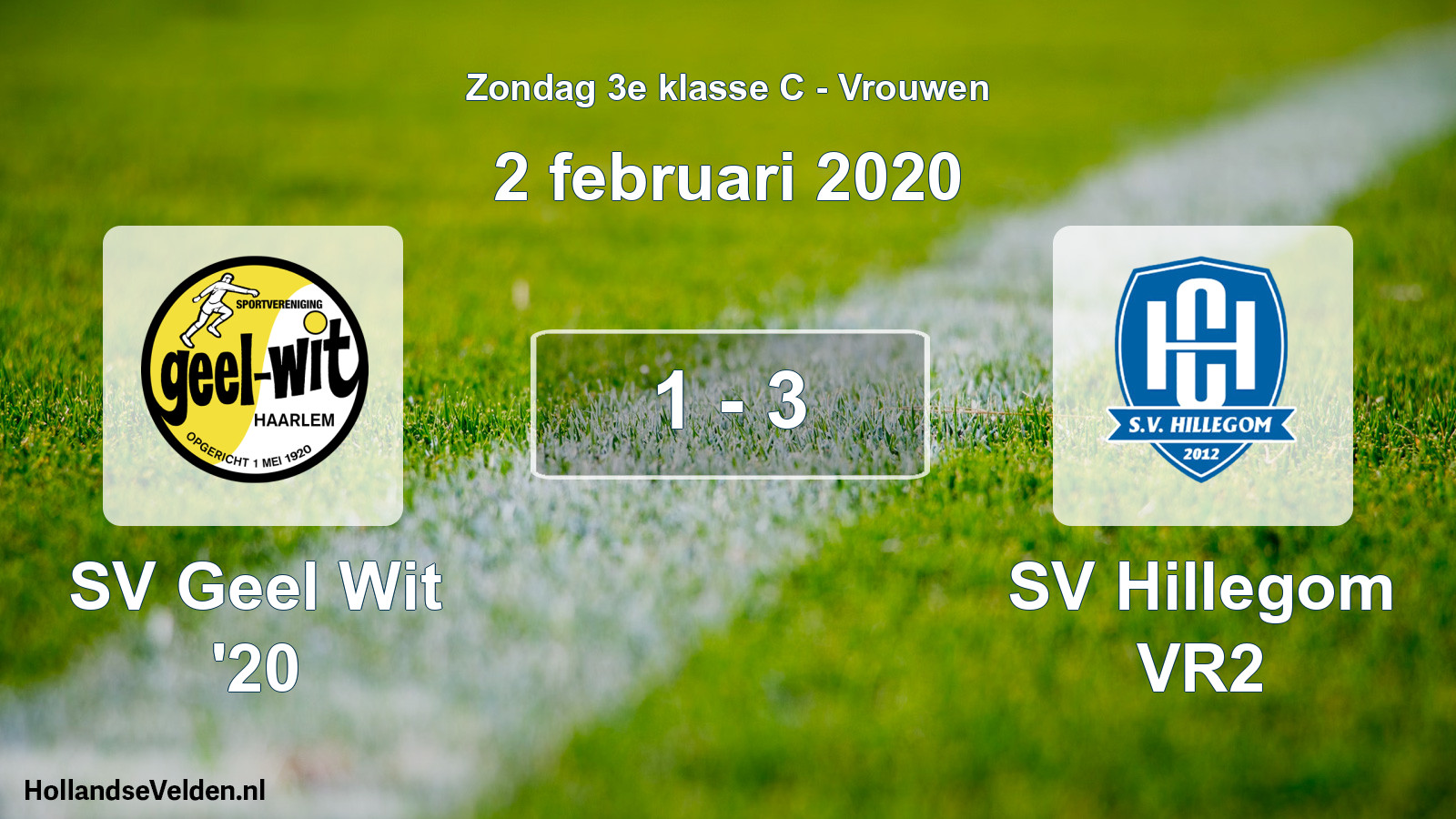 Gespeelde wedstrijd: SV Geel Wit '20 - SV Hillegom VR2 1 - 3 (2 februari 2020)
