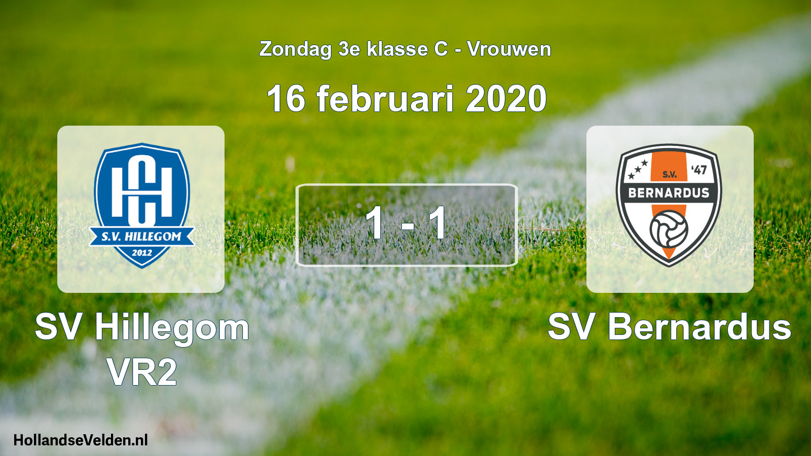 Total number of matches played: SV Hillegom VR2 - SV Bernardus 1 - 1 (16 February 2020)