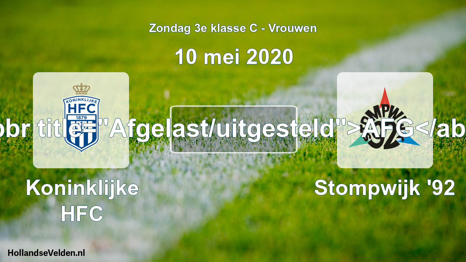 Scheduled Match: Koninklijke HFC - Stompwijk '92 (10 May 2020)