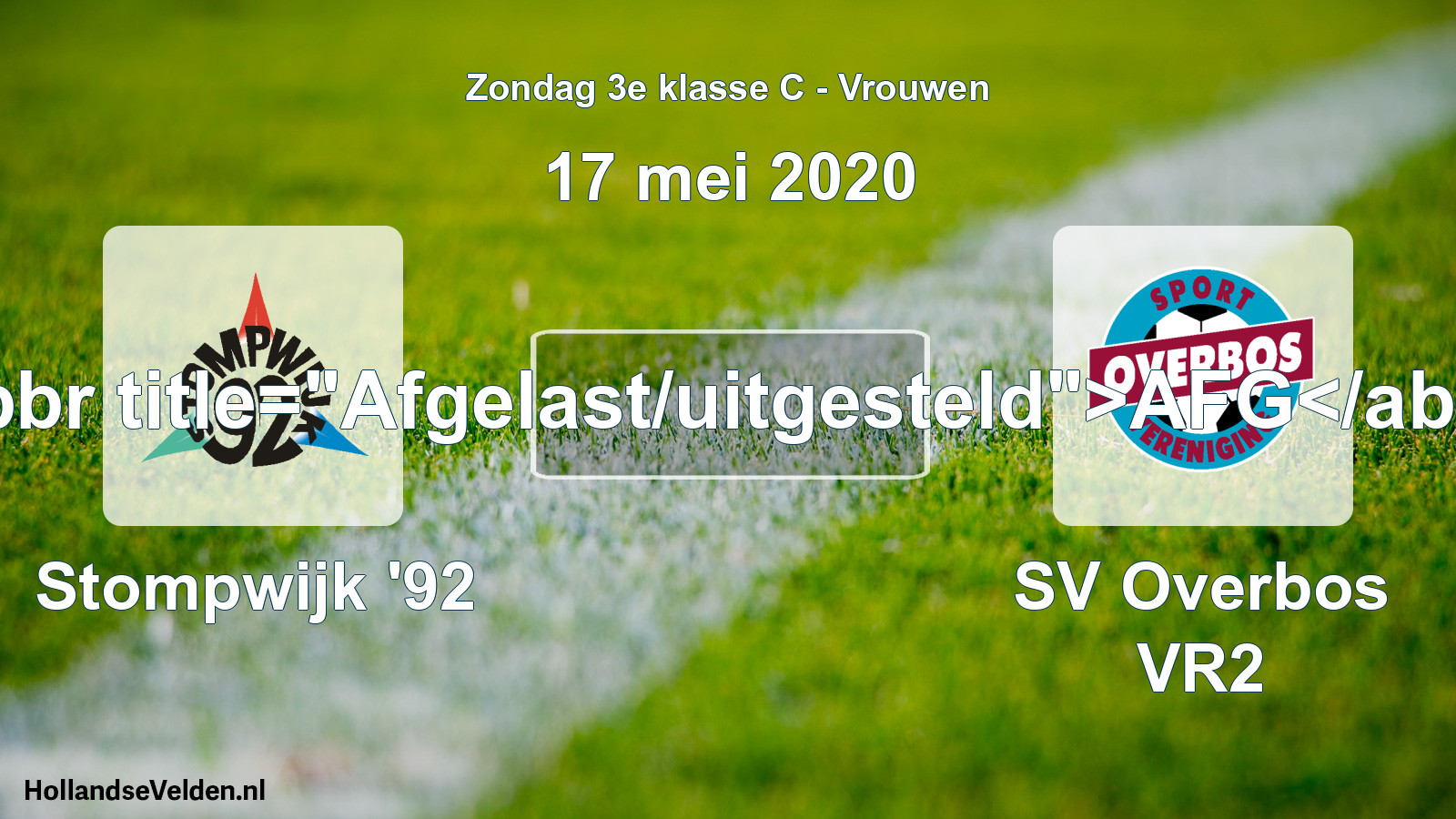 Scheduled Match: Stompwijk '92 - SV Overbos VR2 (17 May 2020)