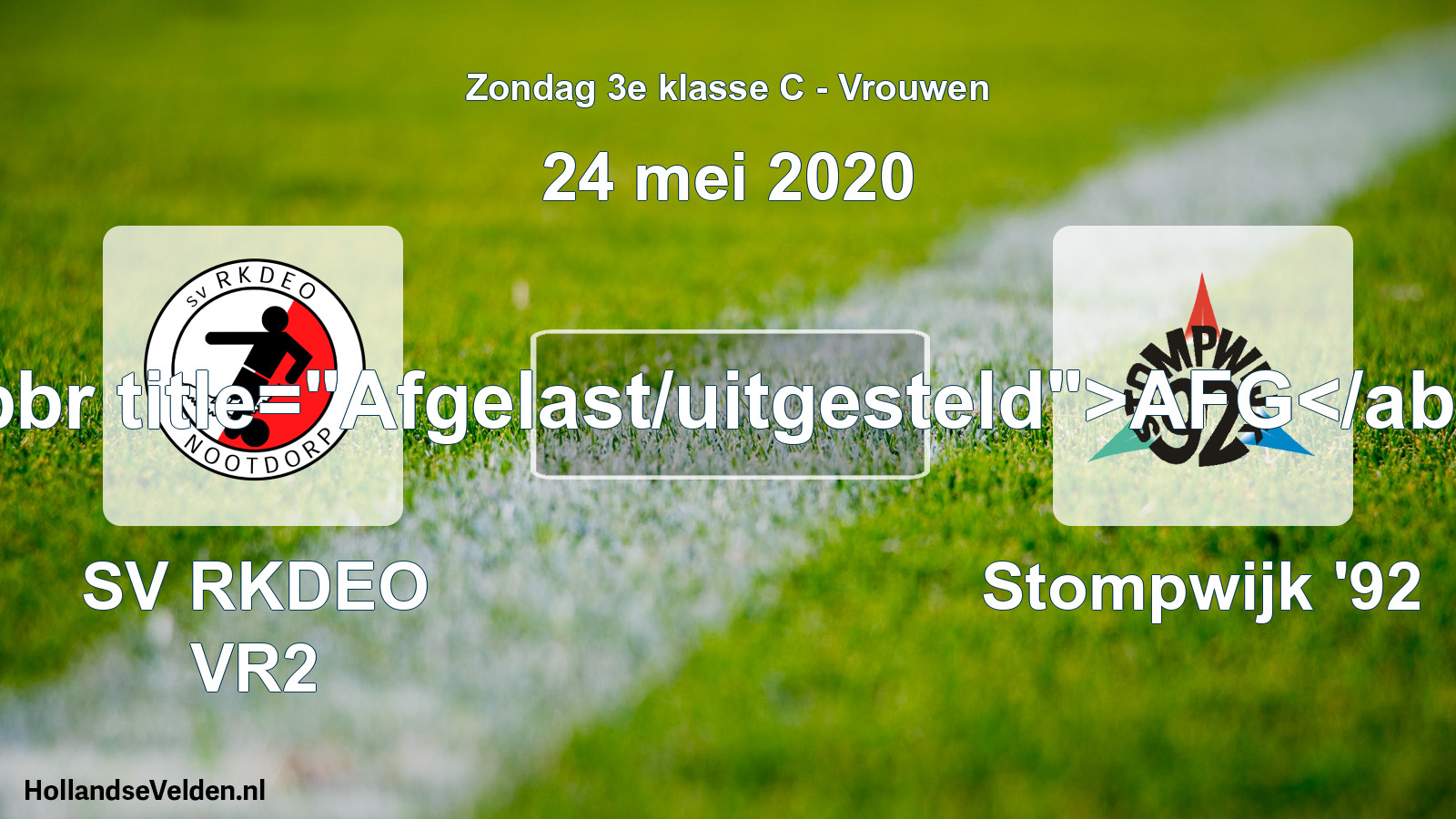 Scheduled Match: SV RKDEO VR2 - Stompwijk '92 (24 May 2020)