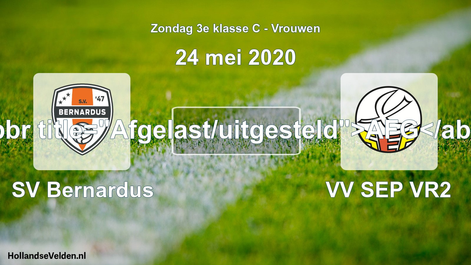 Scheduled Match: SV Bernardus - VV SEP VR2 (24 May 2020)