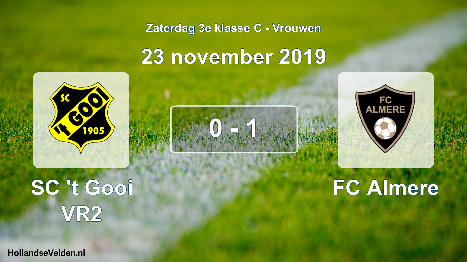 Gespeelde wedstrijd: SC 't Gooi VR2 - FC Almere 0 - 1 (23 november 2019)