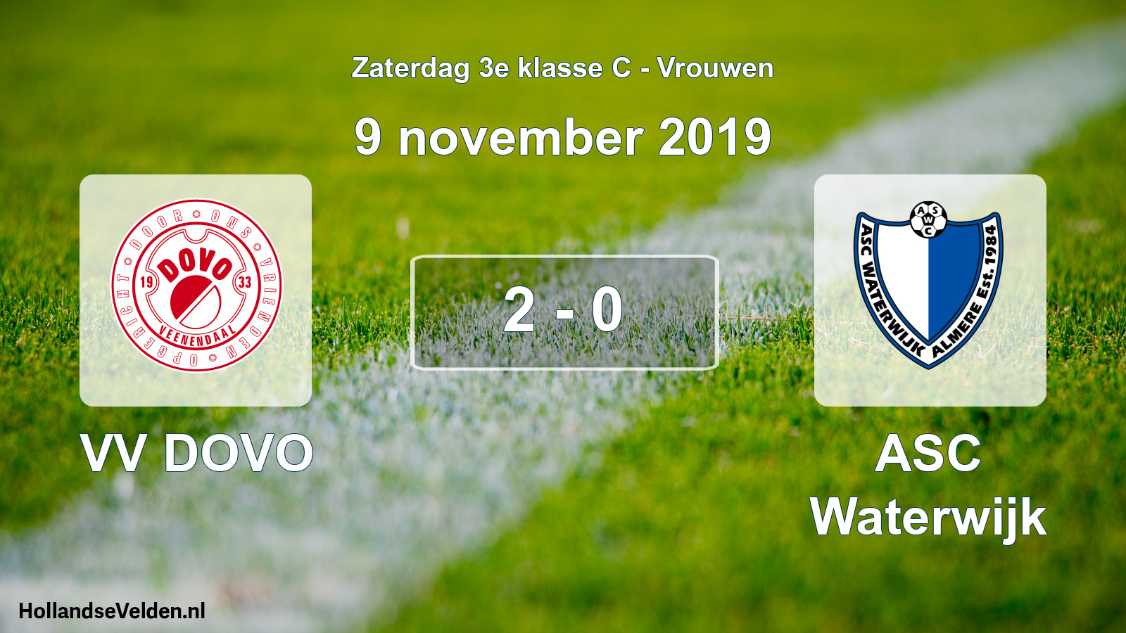 Gespeelde wedstrijd: VV DOVO - ASC Waterwijk 2 - 0 (9 november 2019)