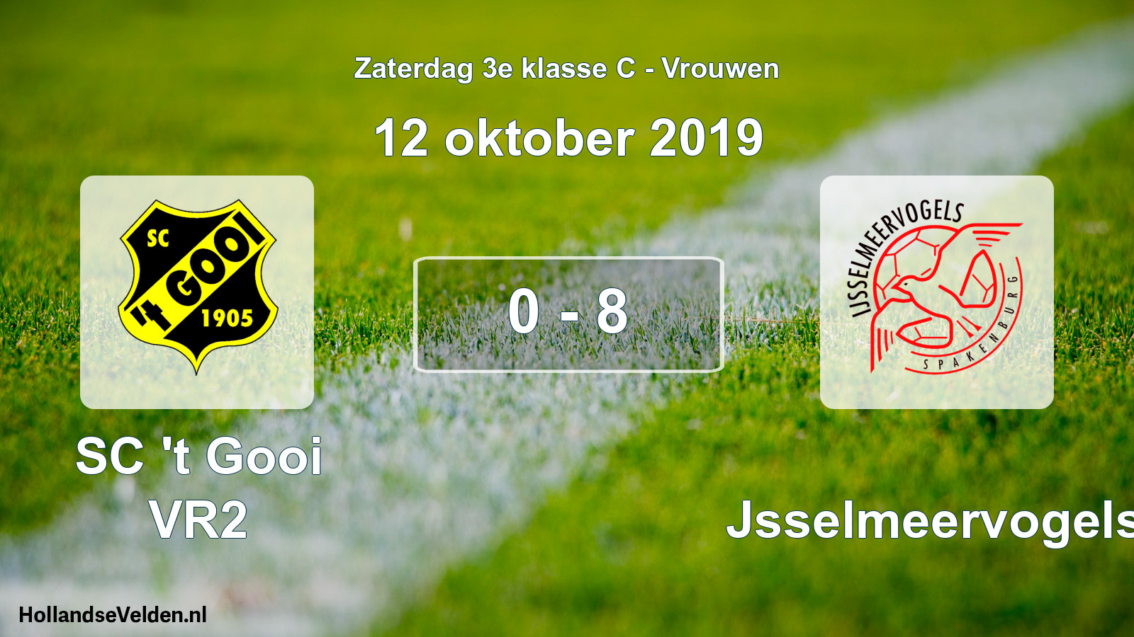 Gespeelde wedstrijd: SC 't Gooi VR2 - IJsselmeervogels 0 - 8 (12 oktober 2019)