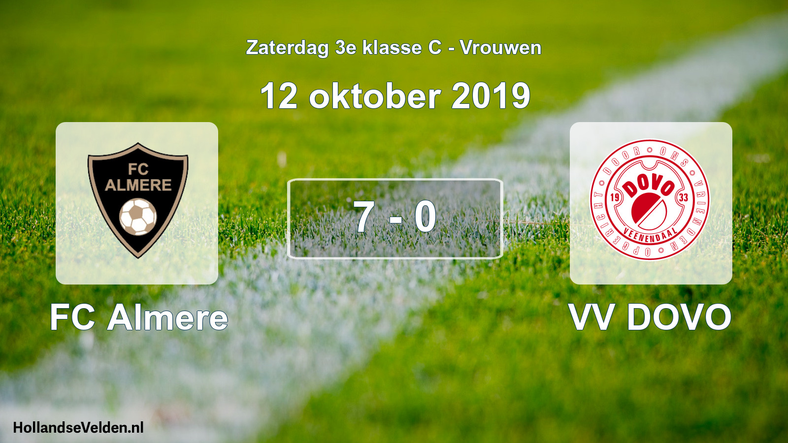 Gespeelde wedstrijd: FC Almere - VV DOVO 7 - 0 (12 oktober 2019)