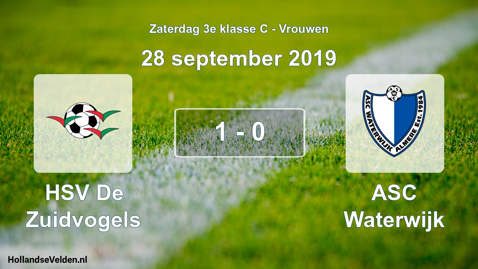 Gespeelde wedstrijd: HSV De Zuidvogels - ASC Waterwijk 1 - 0 (28 september 2019)