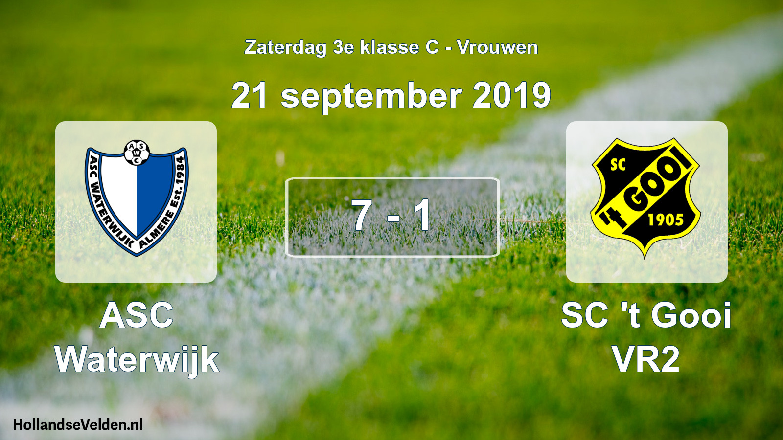 Gespeelde wedstrijd: ASC Waterwijk - SC 't Gooi VR2 7 - 1 (21 september 2019)