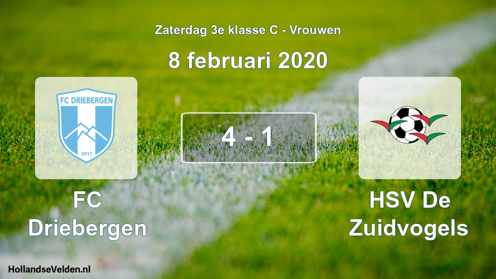 Gespeelde wedstrijd: FC Driebergen - HSV De Zuidvogels 4 - 1 (8 februari 2020)