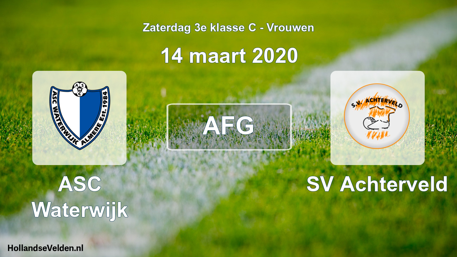 Geplande wedstrijd: ASC Waterwijk - SV Achterveld (14 maart 2020)