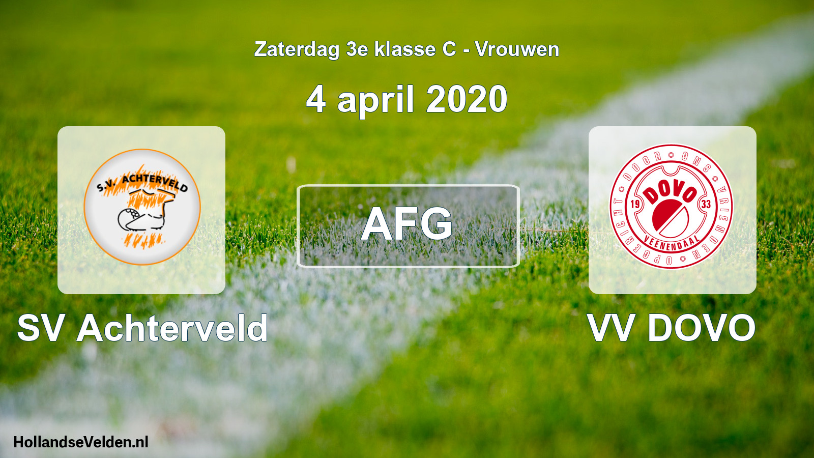 Geplande wedstrijd: SV Achterveld - VV DOVO (4 april 2020)