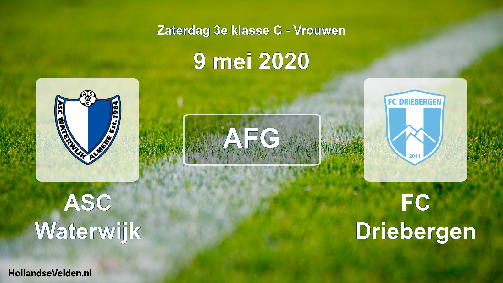 Geplande wedstrijd: ASC Waterwijk - FC Driebergen (9 mei 2020)