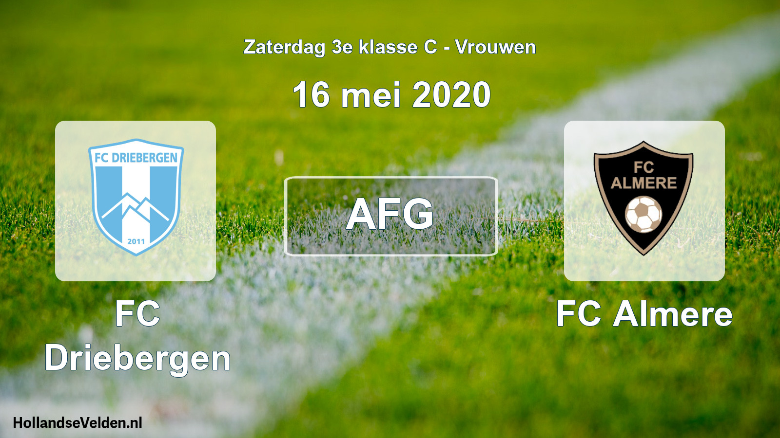 Geplande wedstrijd: FC Driebergen - FC Almere (16 mei 2020)