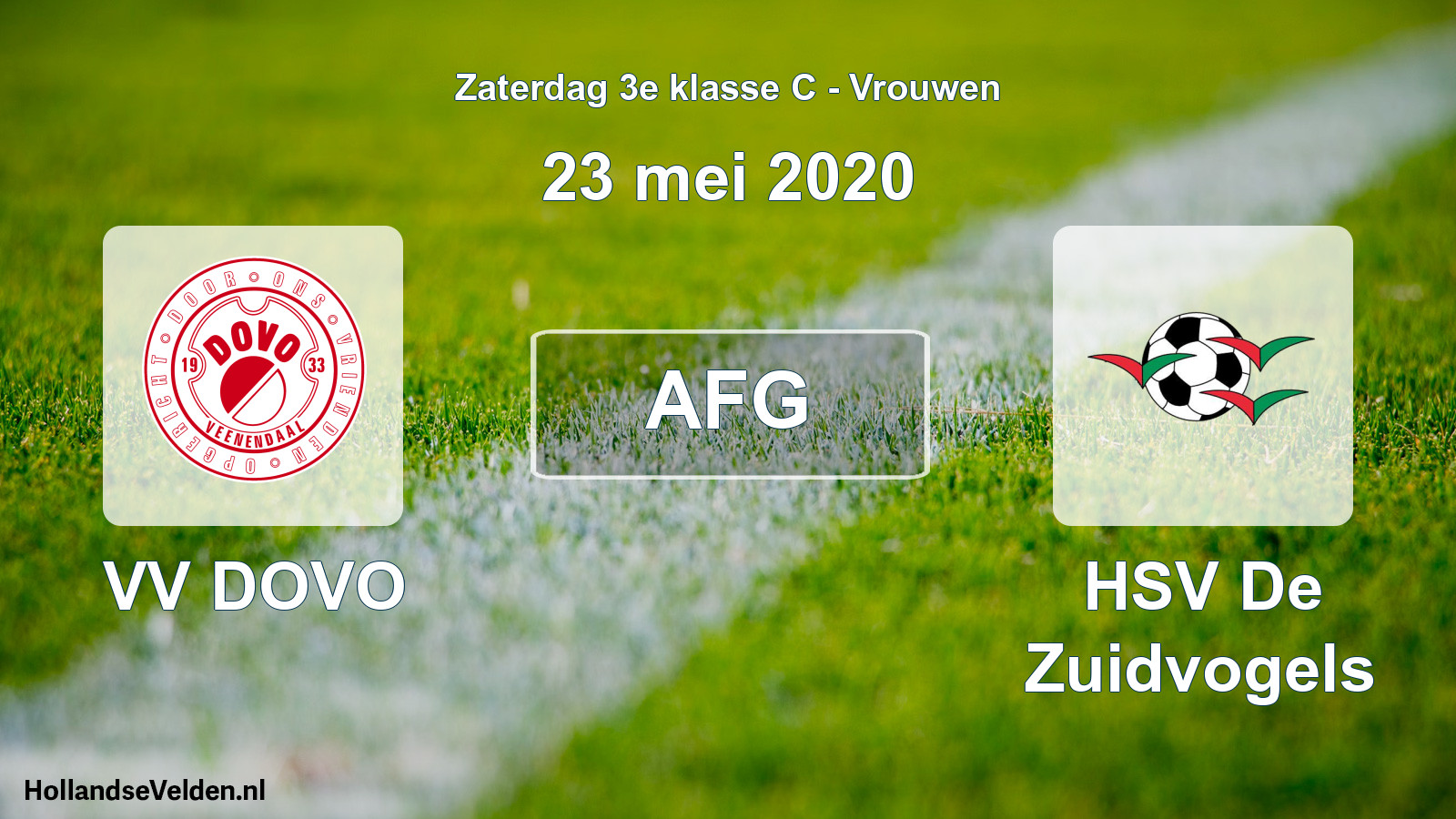 Geplande wedstrijd: VV DOVO - HSV De Zuidvogels (23 mei 2020)