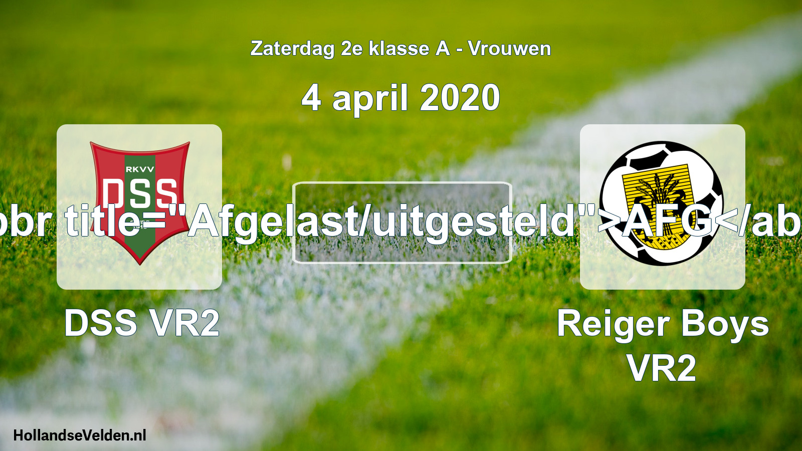 Scheduled Match: DSS VR2 - Reiger Boys VR2 (4 April 2020)