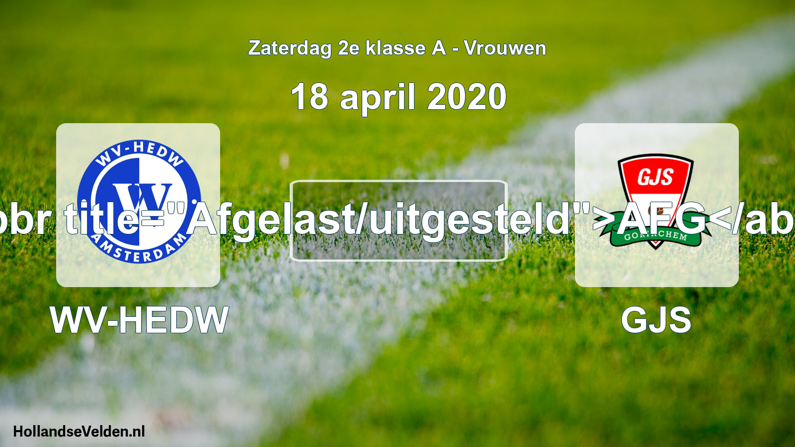Scheduled Match: WV-HEDW - GJS (18 April 2020)