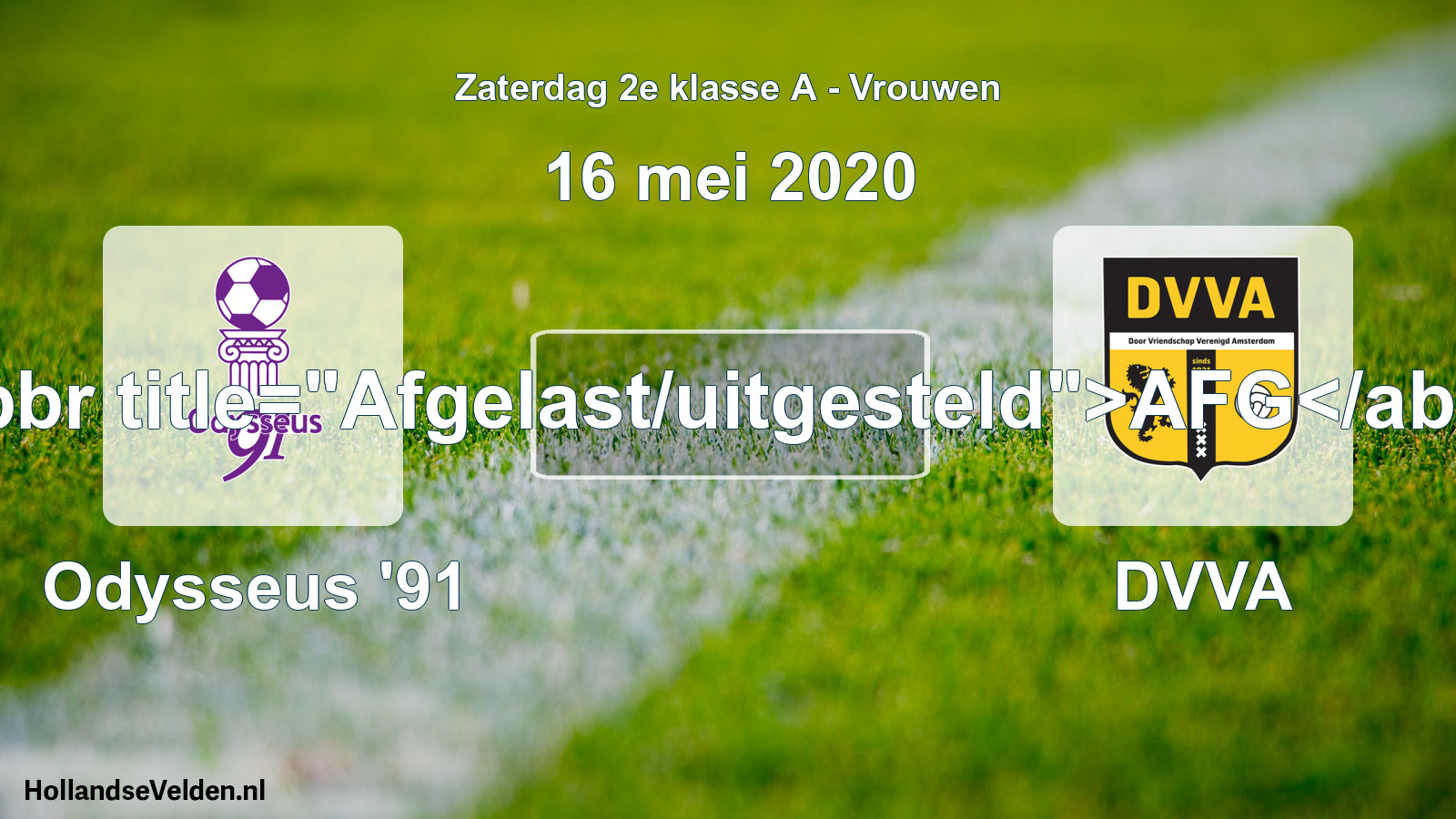 Scheduled Match: Odysseus '91 - DVVA (16 May 2020)