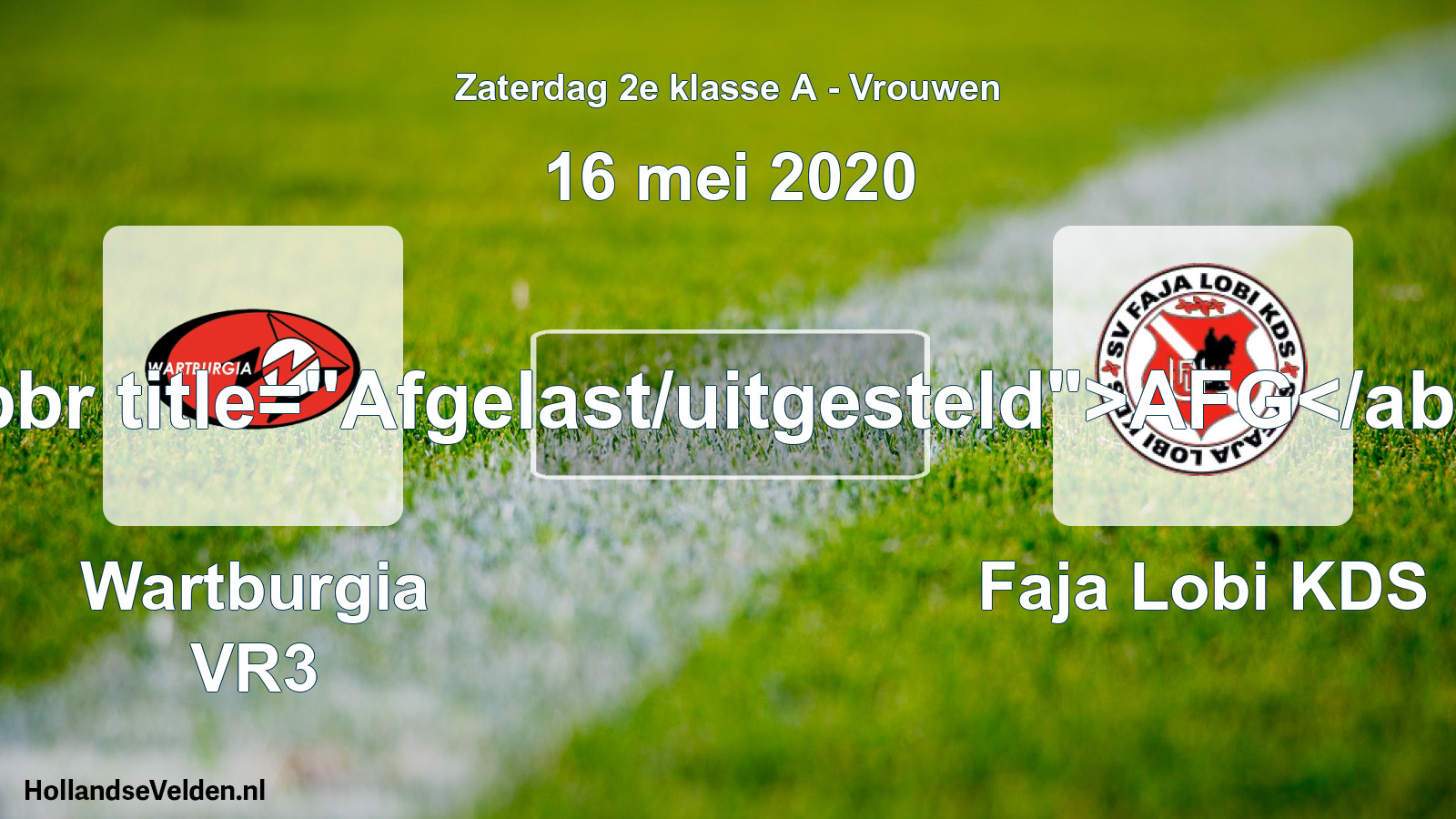 Scheduled Match: Wartburgia VR3 - Faja Lobi KDS (16 May 2020)