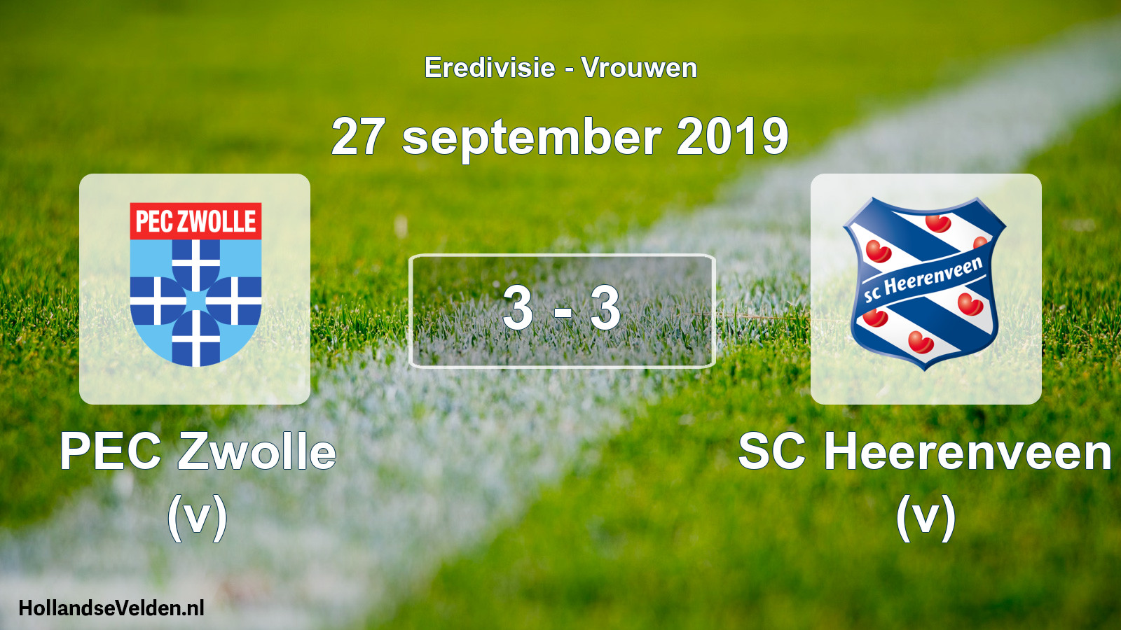 Total number of matches played: PEC Zwolle (v) - SC Heerenveen (v) 3 - 3 (27 September 2019)