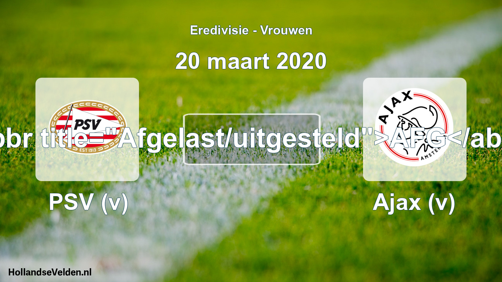 Scheduled Match: PSV (v) - Ajax (v) (20 March 2020)