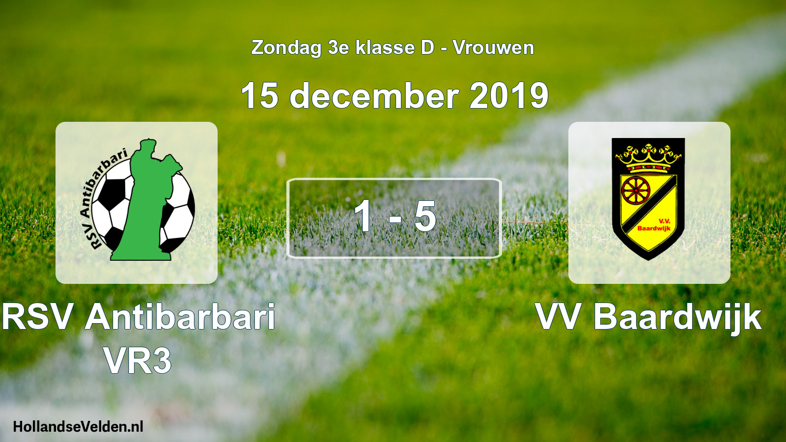 Gespeelde wedstrijd: RSV Antibarbari VR3 - VV Baardwijk 1 - 5 (15 december 2019)