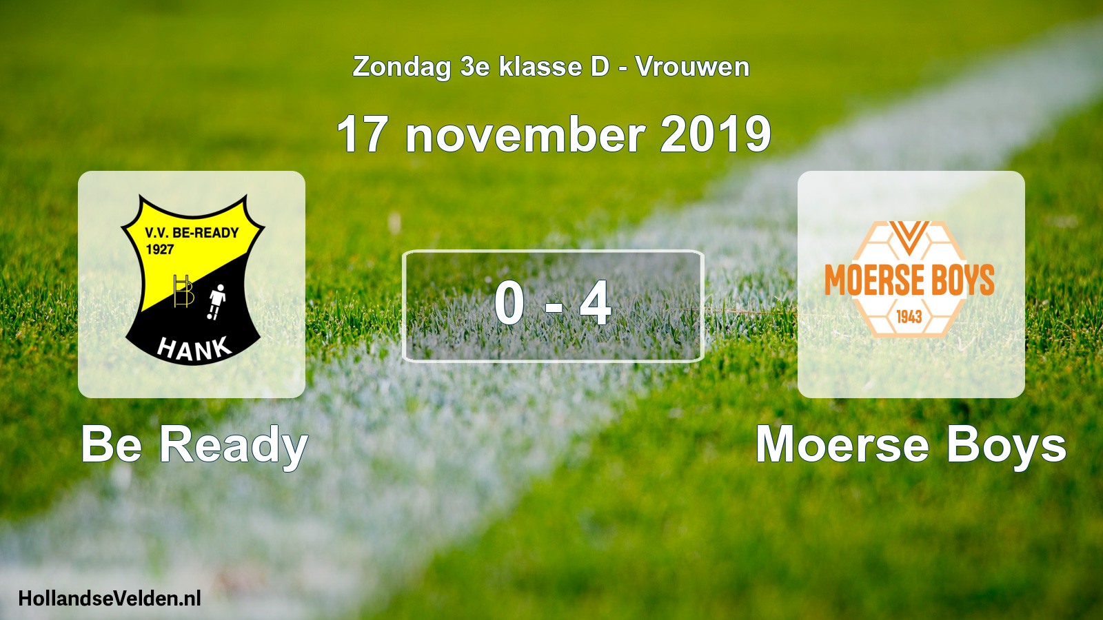 Gespeelde wedstrijd: Be Ready - Moerse Boys 0 - 4 (17 november 2019)