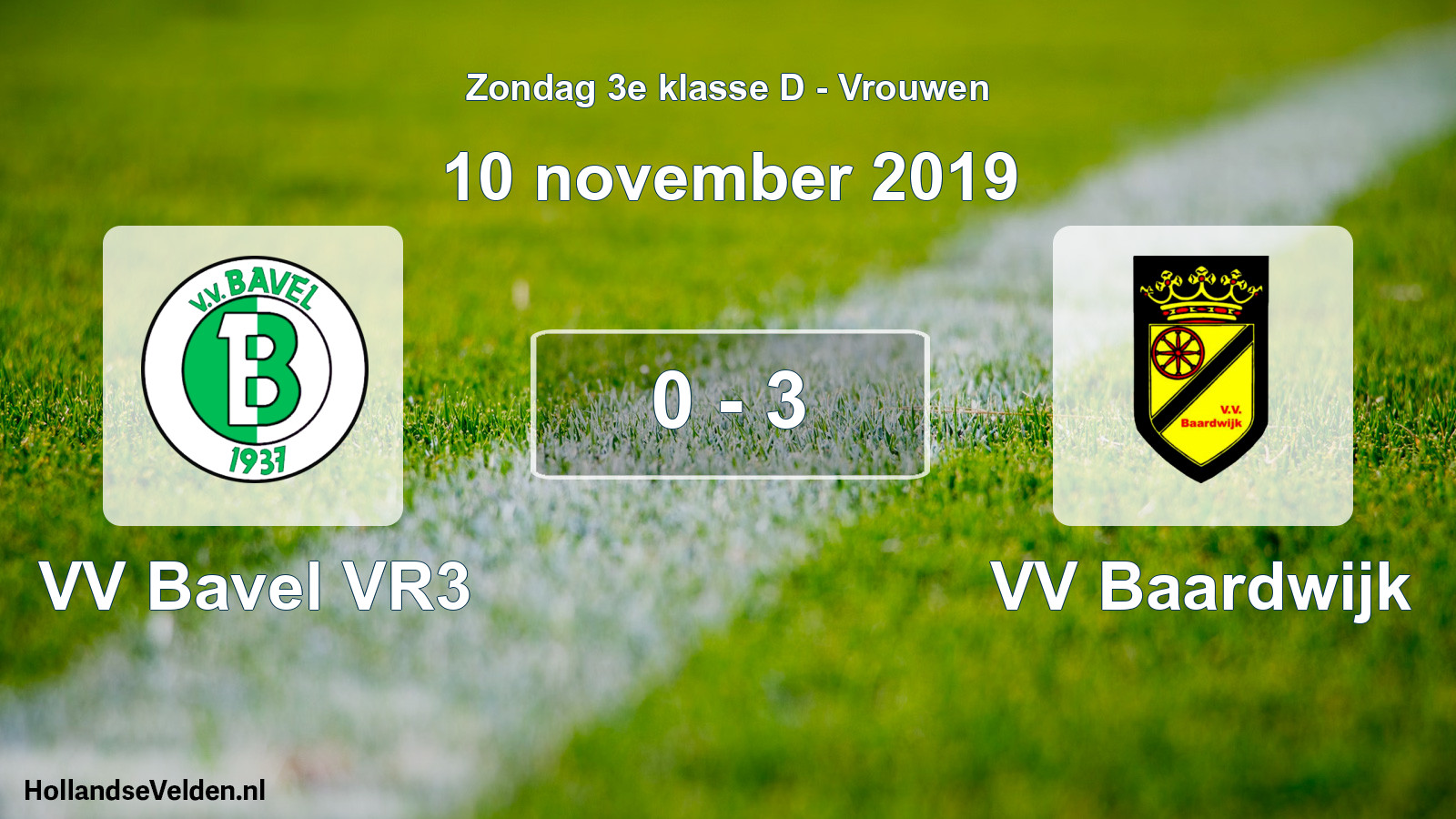 Gespeelde wedstrijd: VV Bavel VR3 - VV Baardwijk 0 - 3 (10 november 2019)