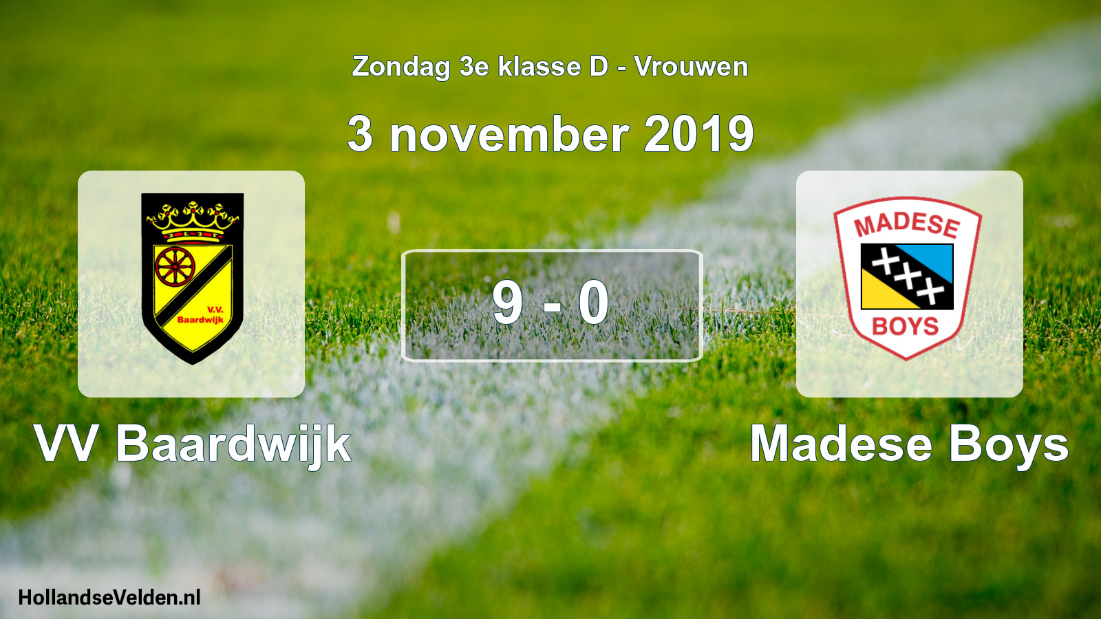Gespeelde wedstrijd: VV Baardwijk - Madese Boys 9 - 0 (3 november 2019)