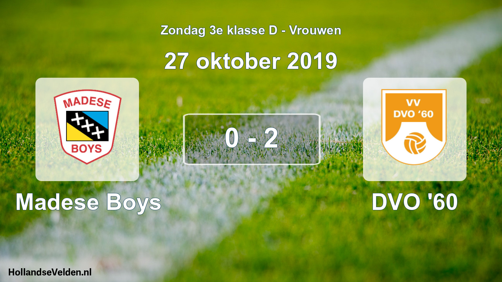 Gespeelde wedstrijd: Madese Boys - DVO '60 0 - 2 (27 oktober 2019)