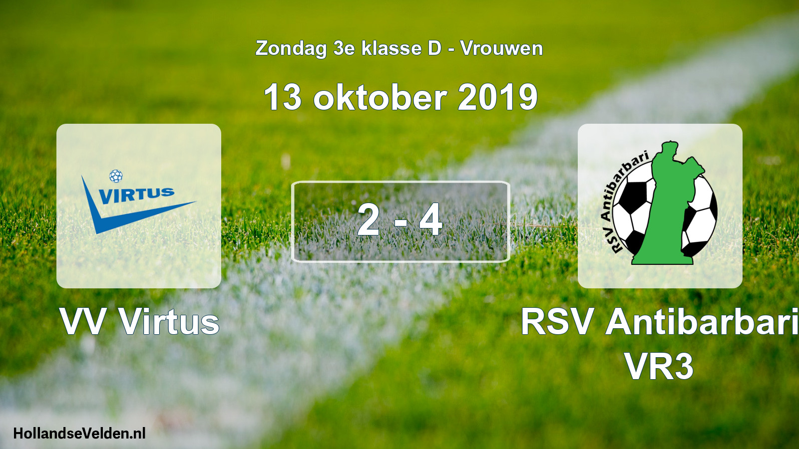 Gespeelde wedstrijd: VV Virtus - RSV Antibarbari VR3 2 - 4 (13 oktober 2019)