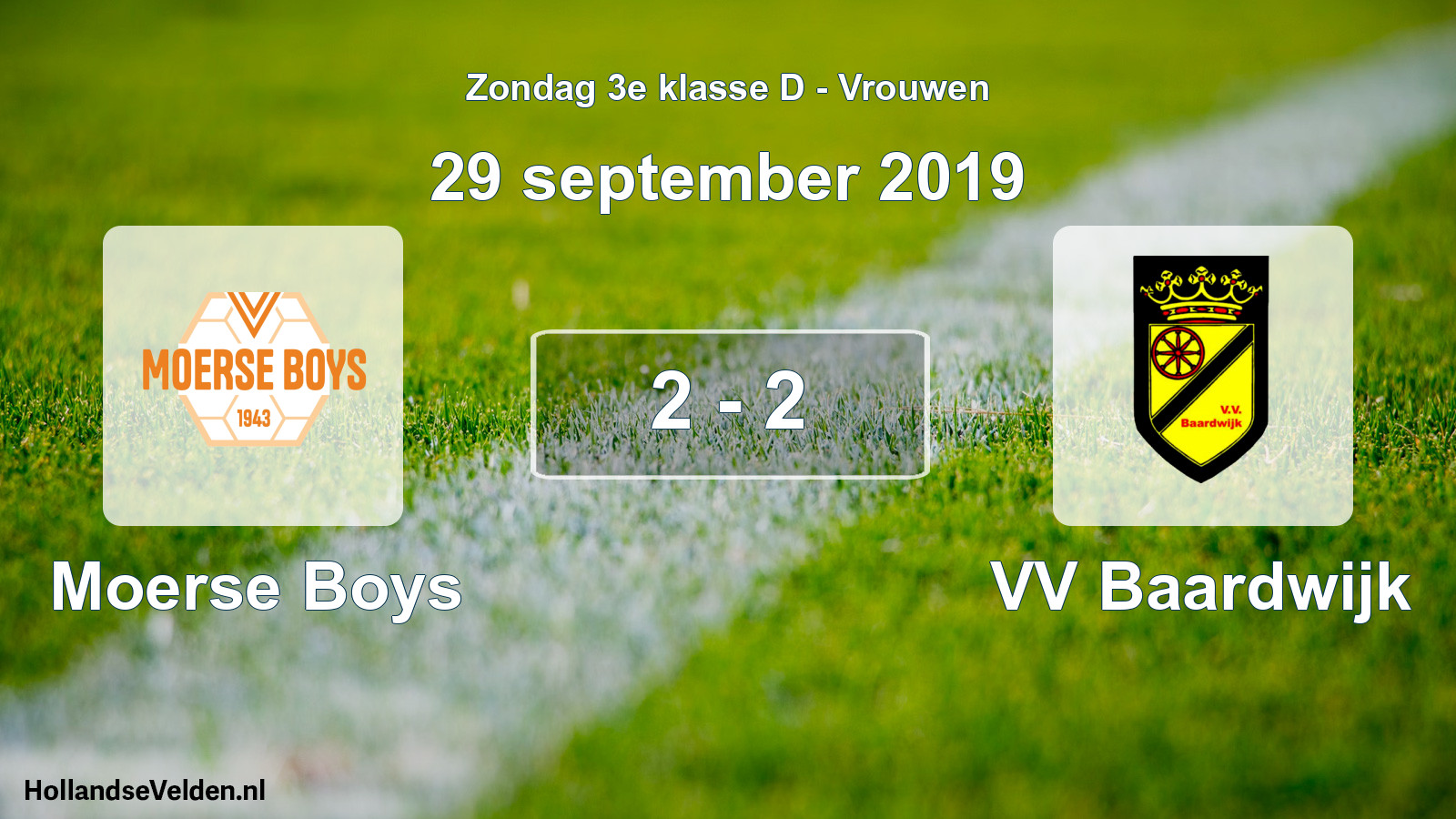Gespeelde wedstrijd: Moerse Boys - VV Baardwijk 2 - 2 (29 september 2019)