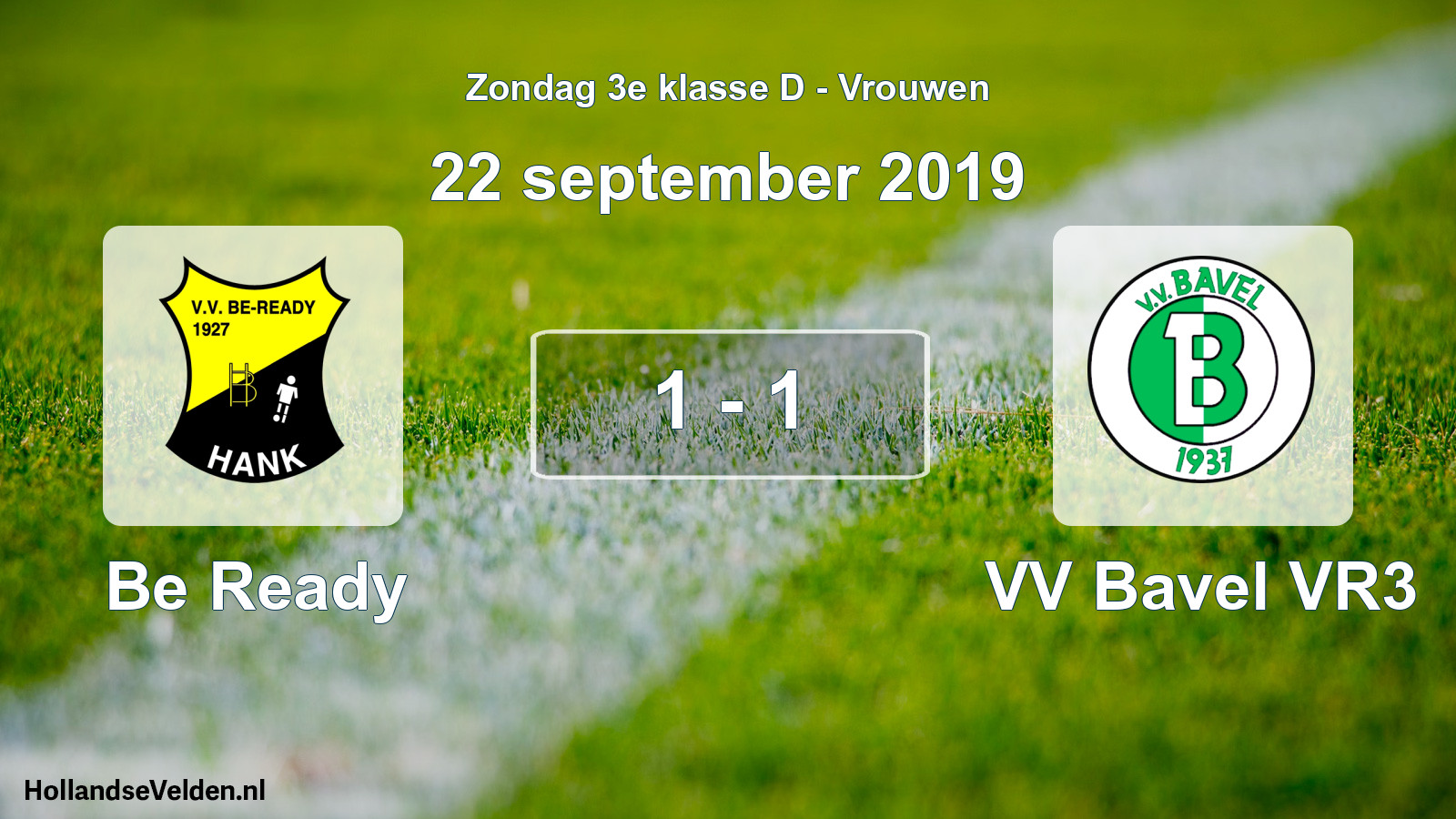 Gespeelde wedstrijd: Be Ready - VV Bavel VR3 1 - 1 (22 september 2019)