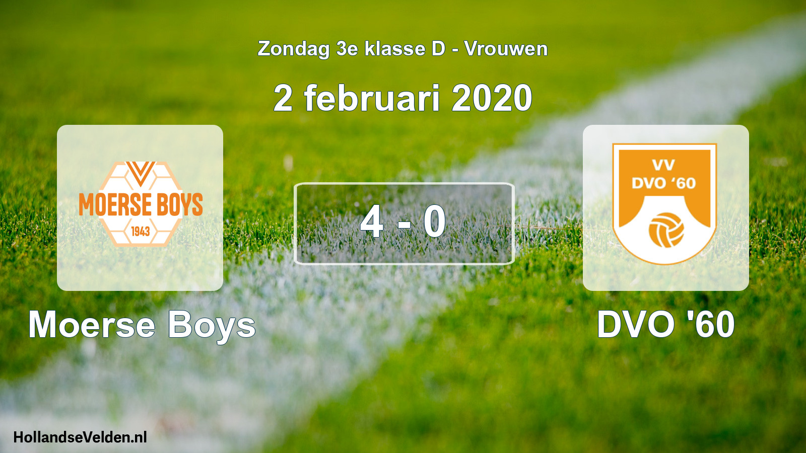Gespeelde wedstrijd: Moerse Boys - DVO '60 4 - 0 (2 februari 2020)