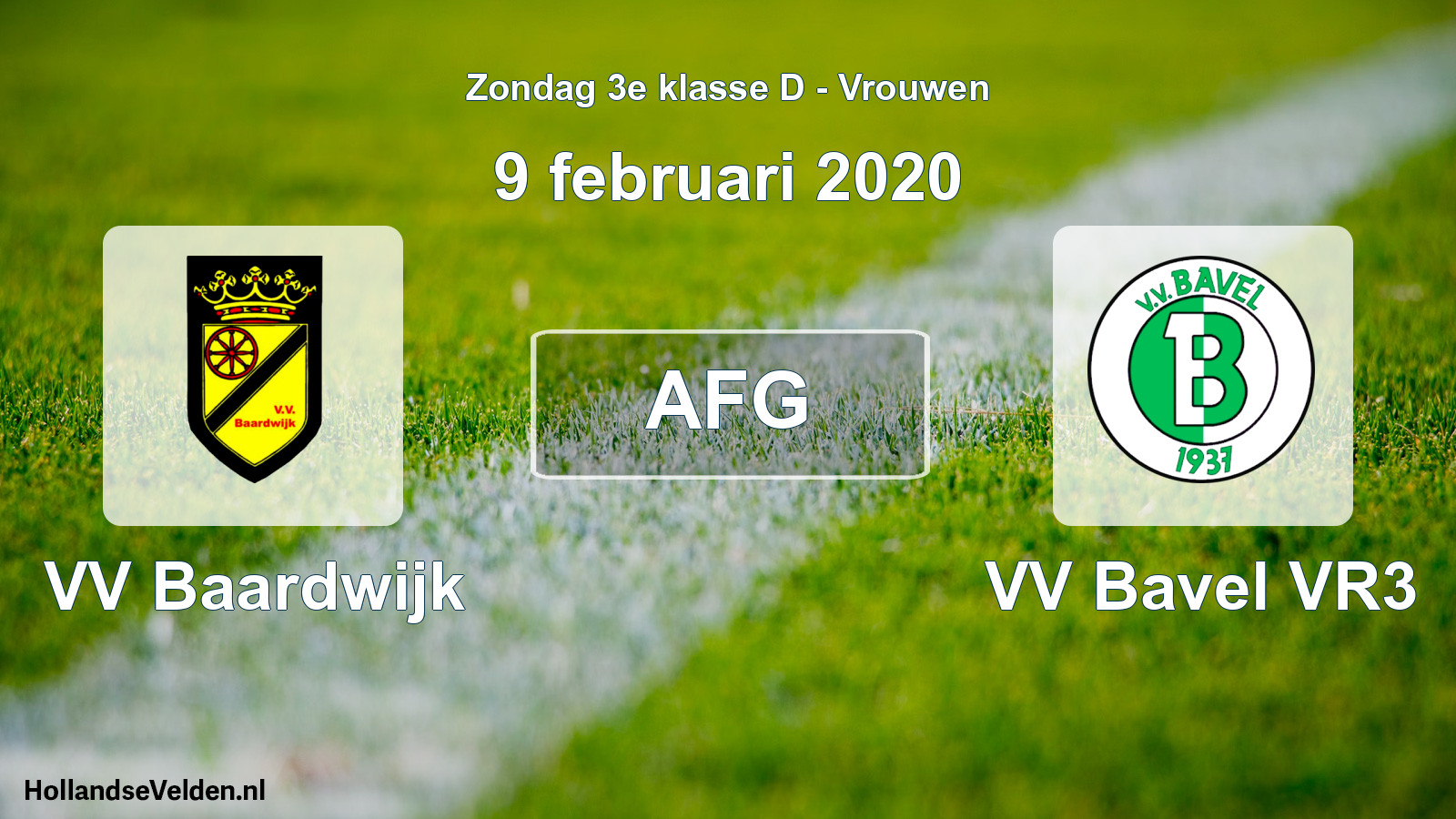 Geplande wedstrijd: VV Baardwijk - VV Bavel VR3 (9 februari 2020)