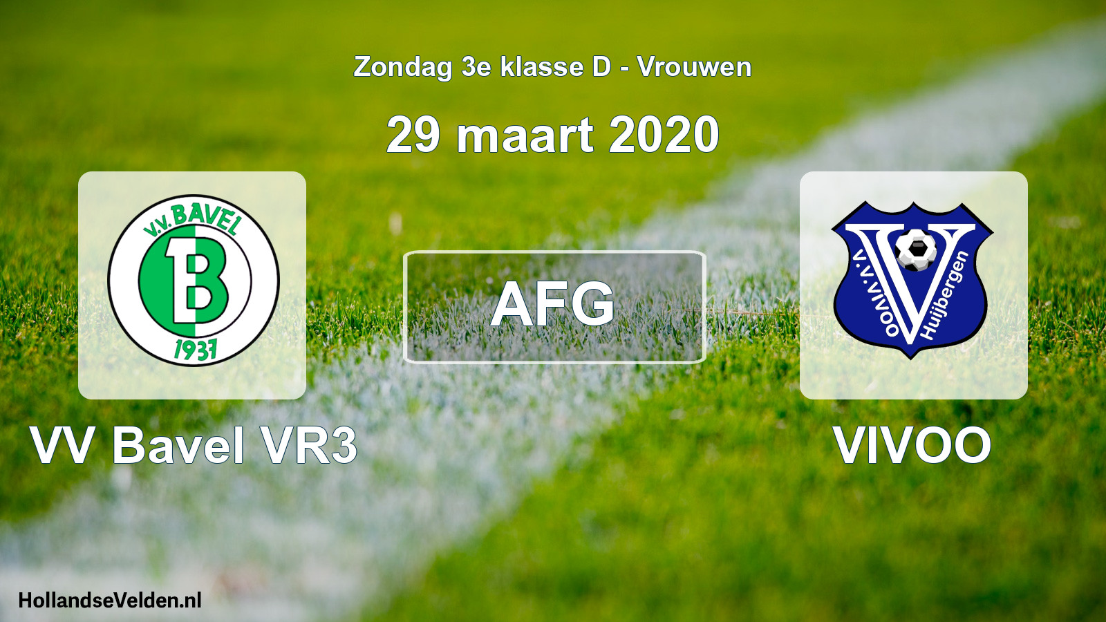 Geplande wedstrijd: VV Bavel VR3 - VIVOO (29 maart 2020)