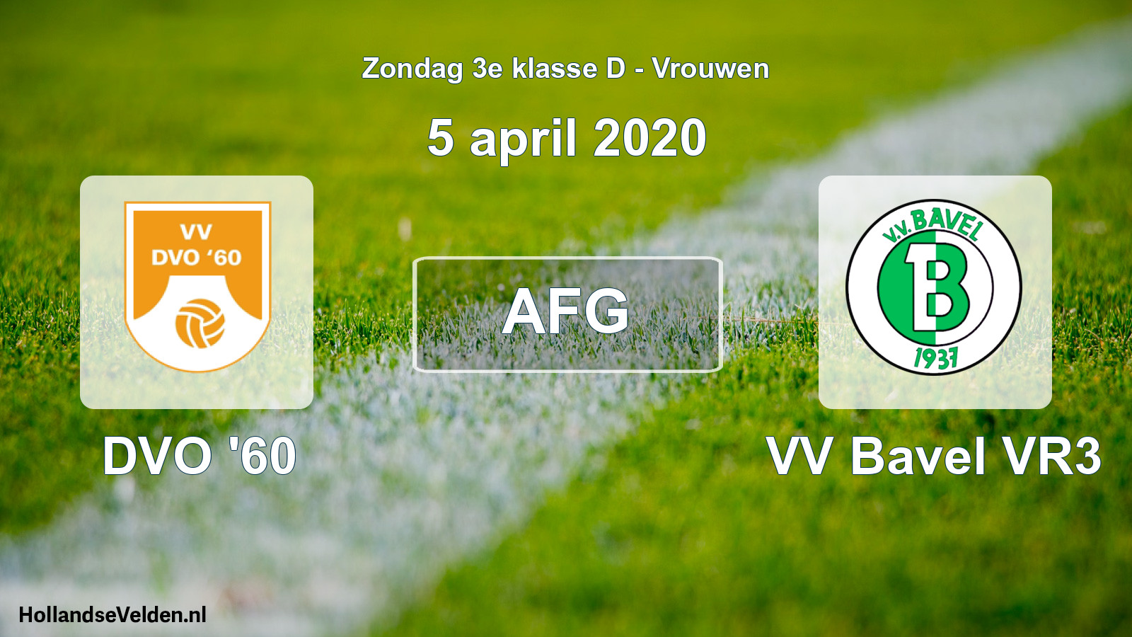 Geplande wedstrijd: DVO '60 - VV Bavel VR3 (5 april 2020)
