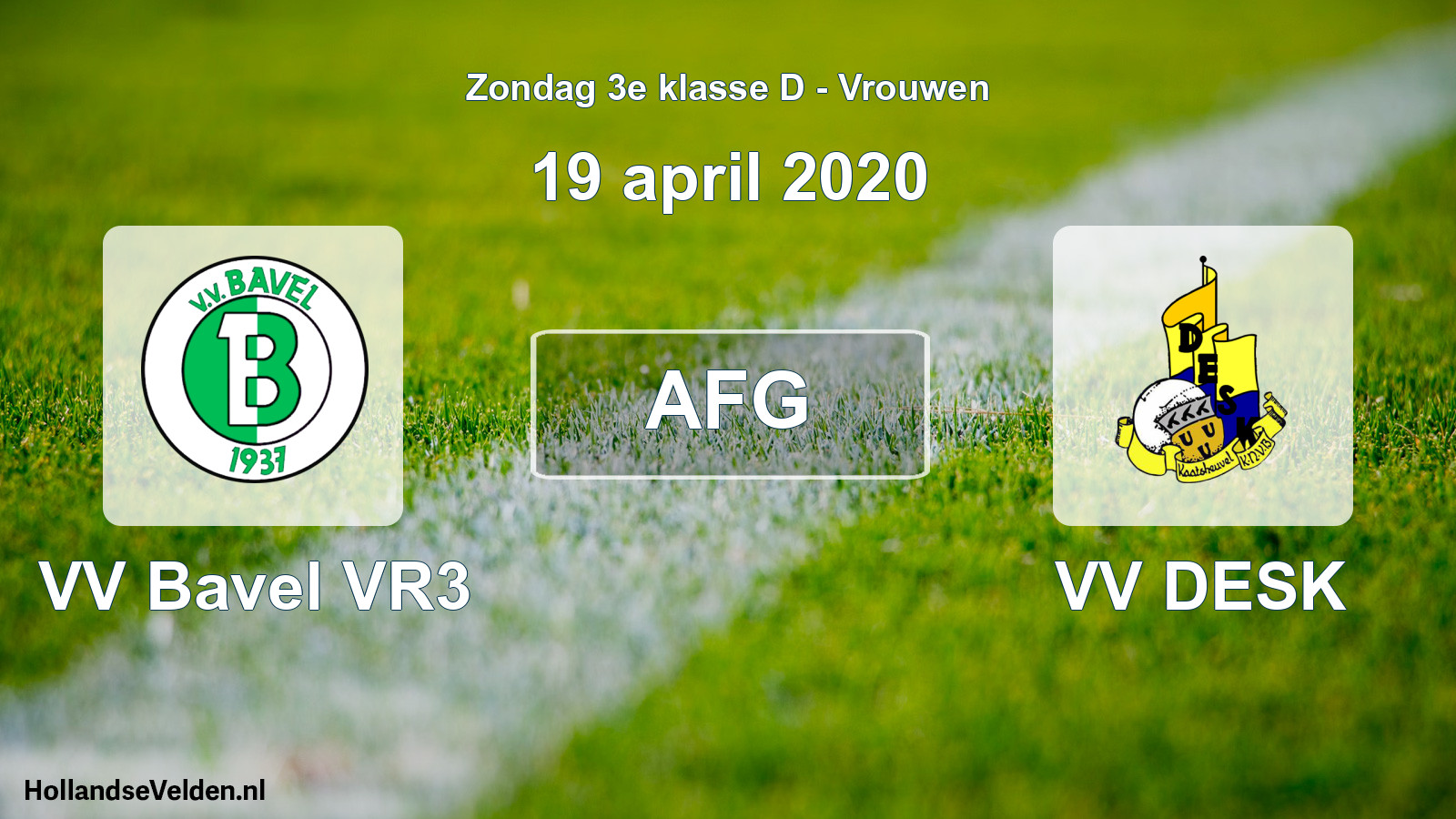 Geplande wedstrijd: VV Bavel VR3 - VV DESK (19 april 2020)