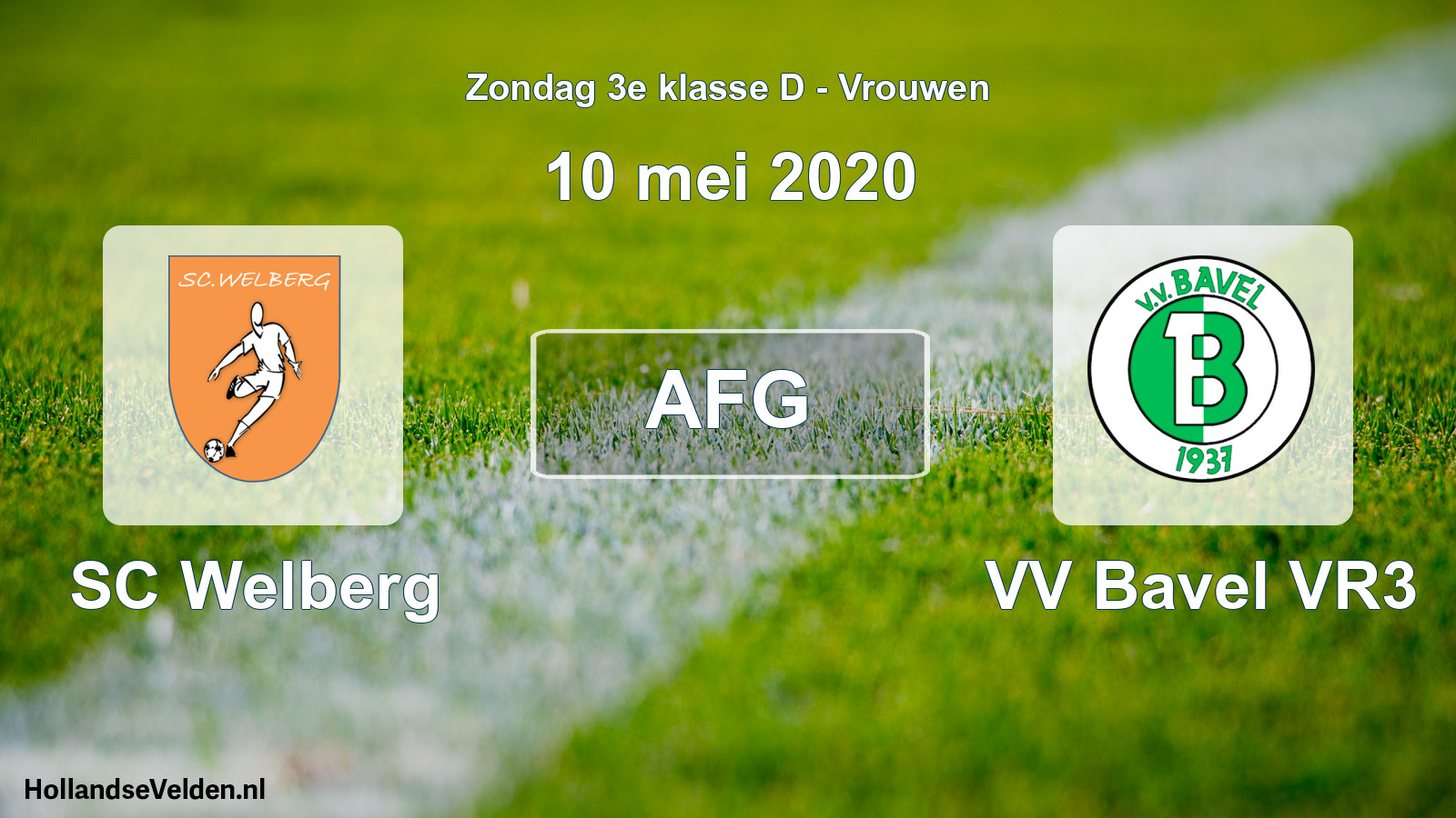 Geplande wedstrijd: SC Welberg - VV Bavel VR3 (10 mei 2020)