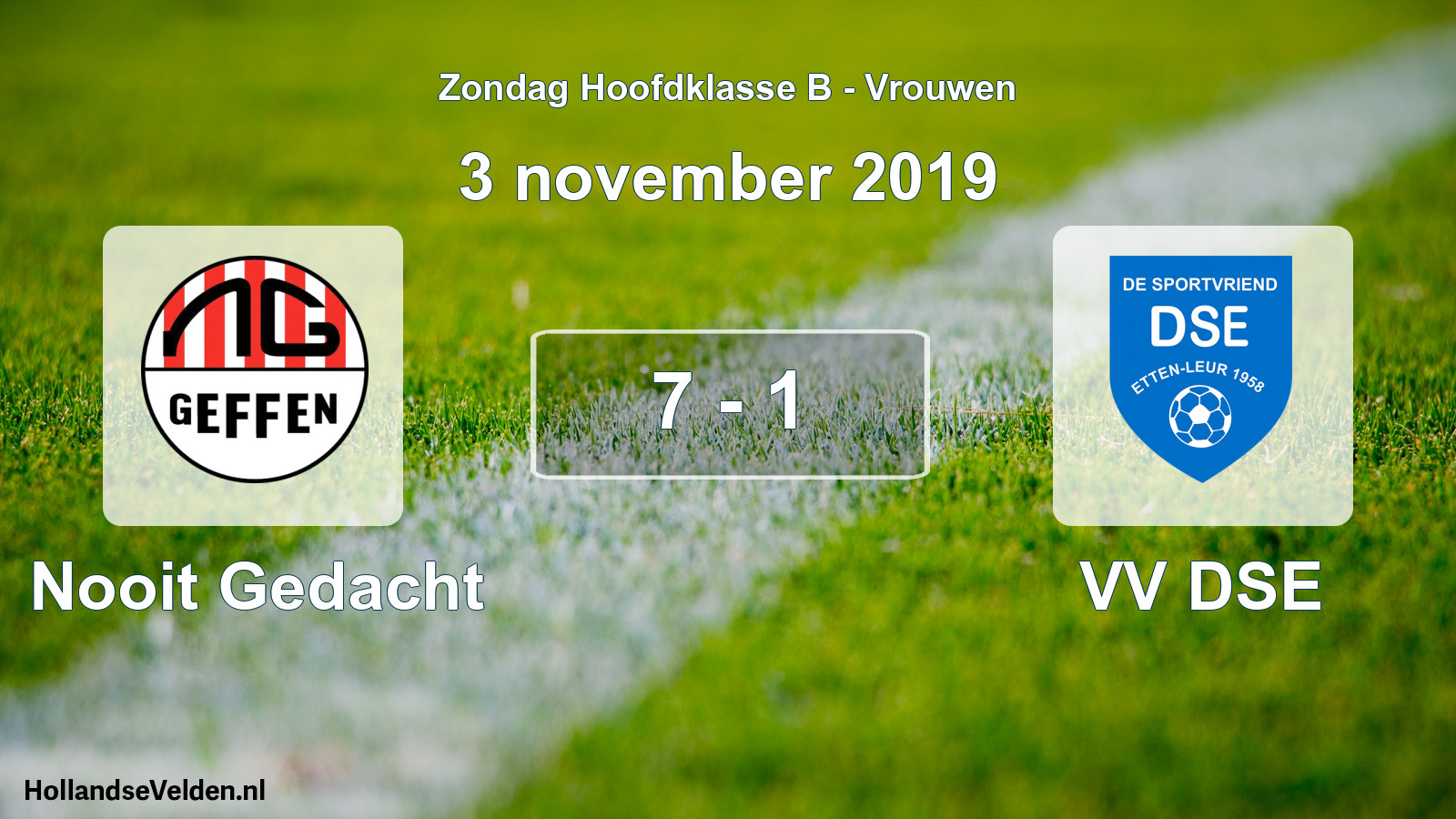 Gespeelde wedstrijd: Nooit Gedacht - VV DSE 7 - 1 (3 november 2019)